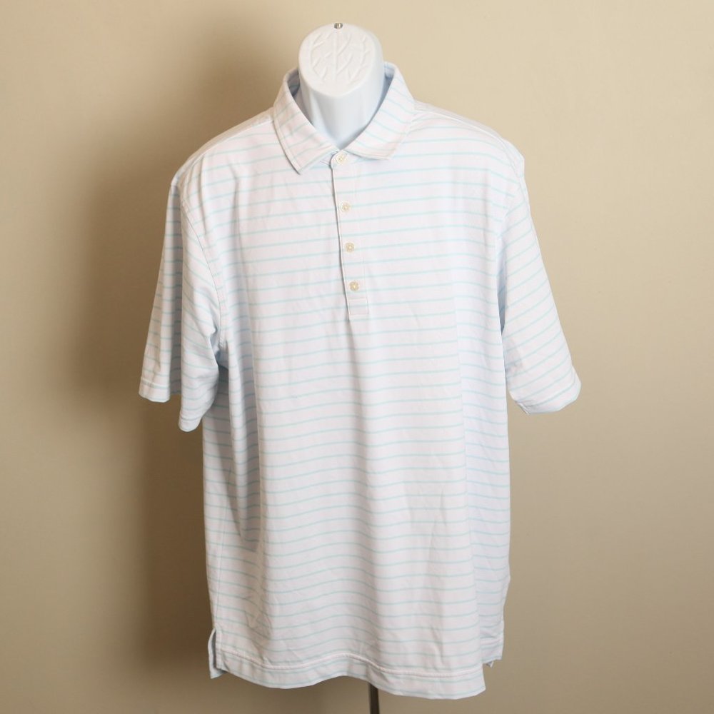 FootJoy FJ Men's white and blue striped short sleeve golf polo shirt XL - Picture 4 of 6